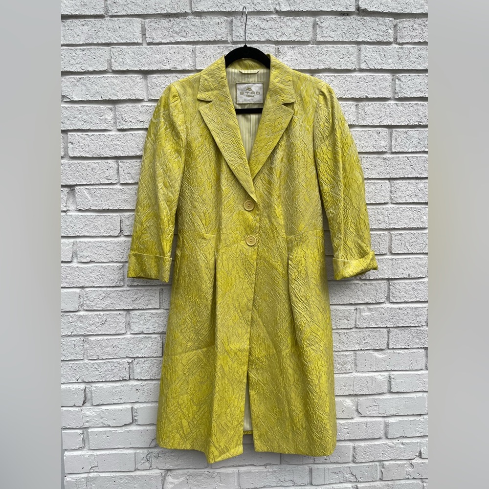 ETRO Milano lime trench coat